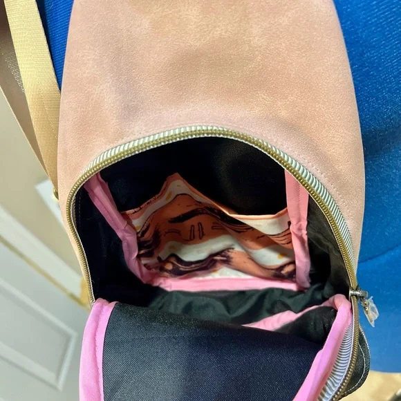 Stylish Pink and Brown handmade by JoJo crossbody bag - Picture 8 of 10